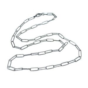 30” Sterling Silver Paperclip Chain Link Necklace Solid 925 Italy Paper Clip
